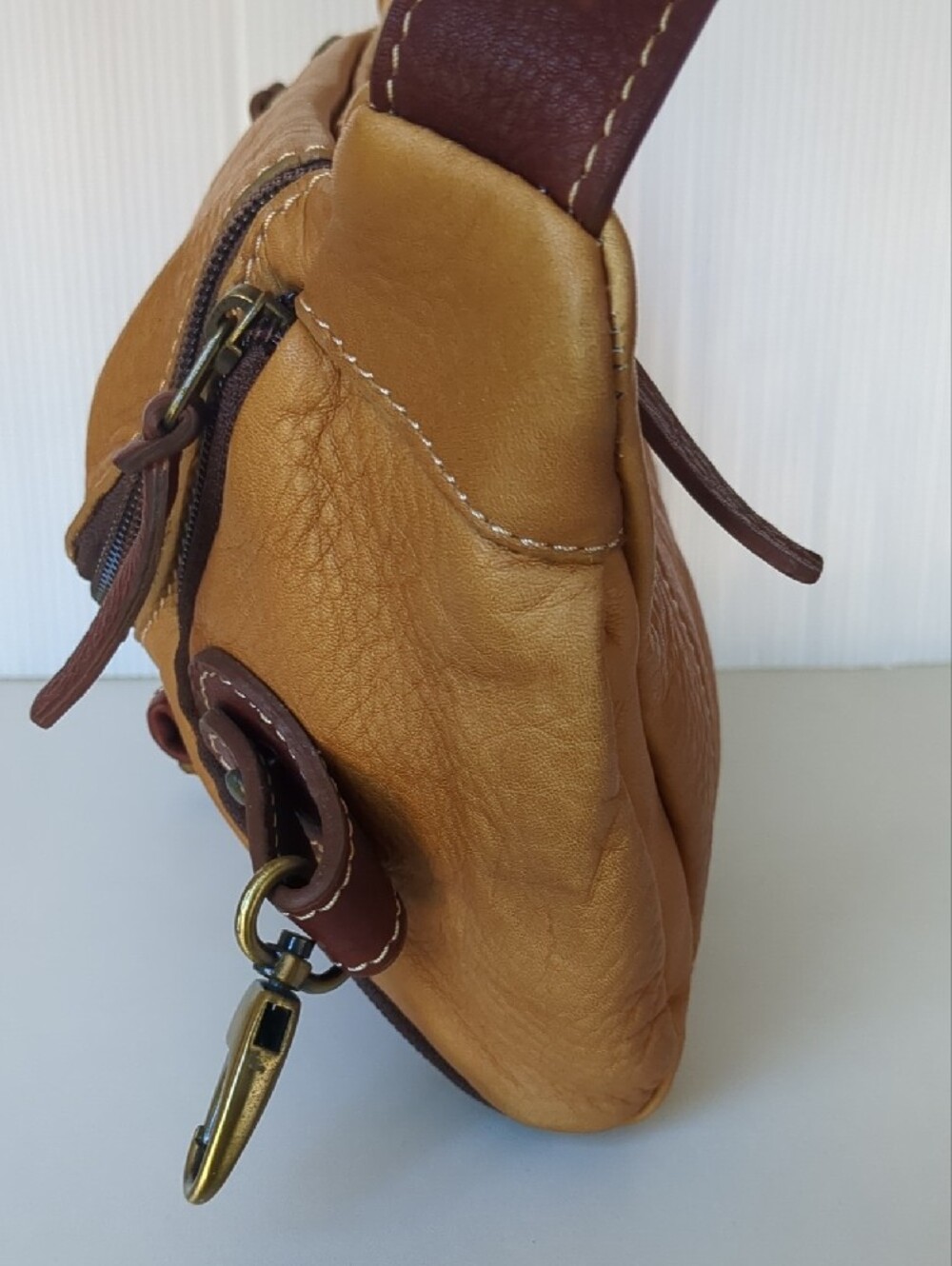Tan Leather Crossbody Bag - Classic Utility Style